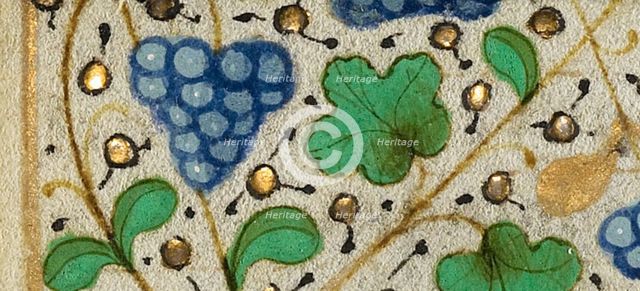 Decorated Border with Grapes; Boethius, Consolation de philosophie, about 1460-1470. Creator: Unknown.