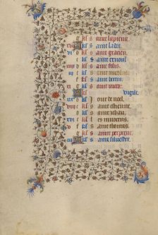 Decorated Calendar Page; Book of Hours, about 1420. Creator: Unknown