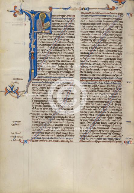 Decorated Canceled Page (Initial F: A Prophet); Abbey Bible, about 1250-1262. Creator: Unknown.