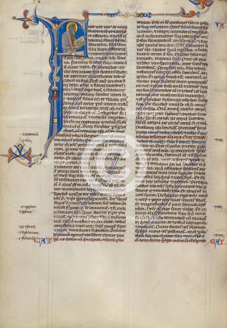 Decorated Canceled Page (Initial F: A Prophet); Abbey Bible, about 1250-1262. Creator: Unknown.