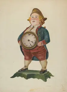 Decorated Cast Iron Clock, c. 1942. Creator: George H. Alexander