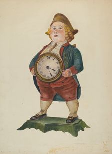 Decorated Cast Iron Clock, c. 1942. Creator: George H. Alexander