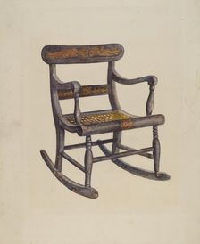 Decorated Child's Rocking Chair, c. 1942. Creator: James Fisher