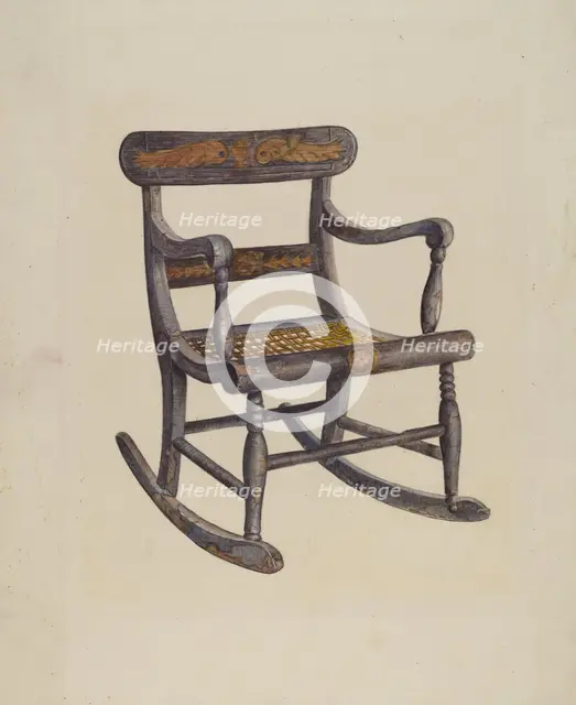 Decorated Child's Rocking Chair, c. 1942. Creator: James Fisher.