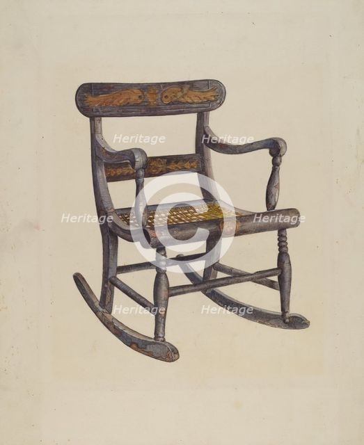 Decorated Child's Rocking Chair, c. 1942. Creator: James Fisher.