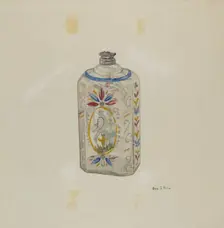 Decorated Glass Flask, c. 1940. Creator: George File