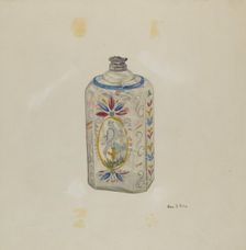 Decorated Glass Flask, c. 1940. Creator: George File
