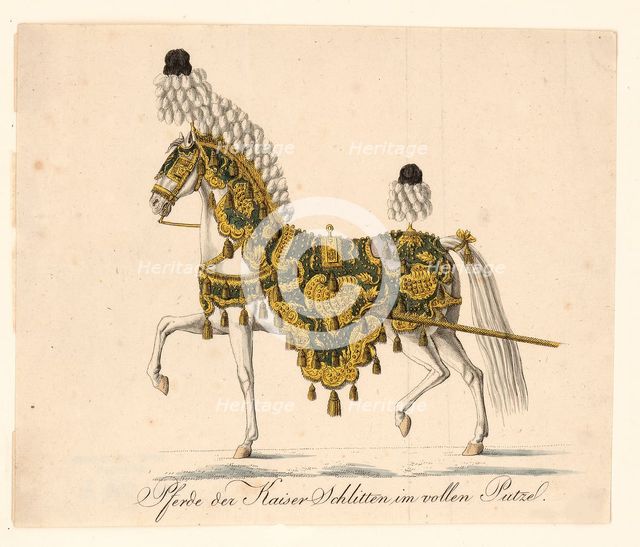 Decorated horse furniture of the Emperor's Ceremonial Horse-Drawn Carriages, 1815. Artist: Anonymous  