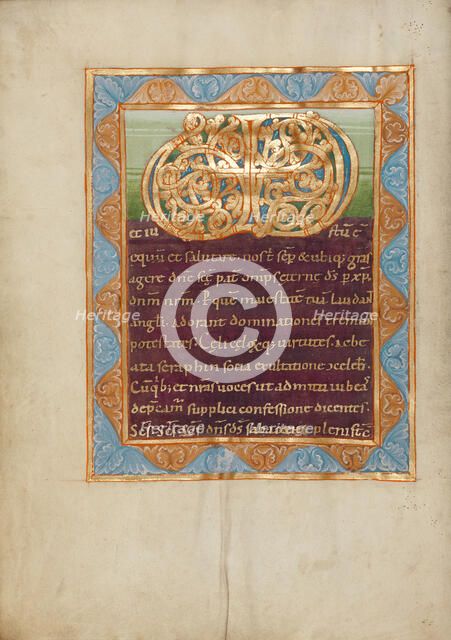 Decorated Incipit Page with Vere Dignum Monogram; Sacramentary, about 1025-1050. Creator: Unknown.