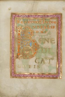 Decorated Incipit Page; Benedictional, about 1030-1040. Creator: Unknown