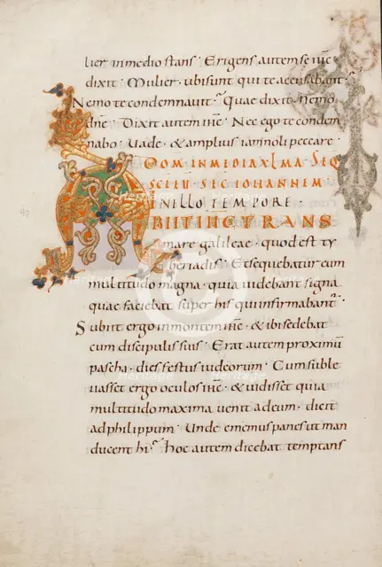 Decorated Initial A; Gospel Lectionary, late 10th century. Creator: Unknown.