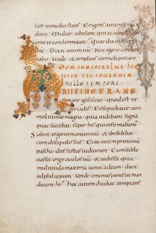 Decorated Initial A; Gospel Lectionary, late 10th century. Creator: Unknown