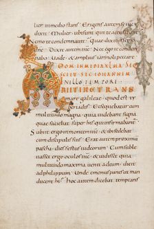 Decorated Initial A; Gospel Lectionary, late 10th century. Creator: Unknown