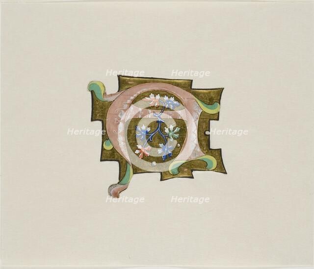 Decorated Initial "A" in Pink with Six Leaves and Two Balls, from a Choir Book, 19th cent... Creator: Unknown.