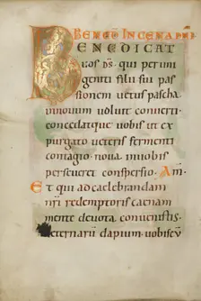 Decorated Initial B; Benedictional, about 1030-1040. Creator: Unknown