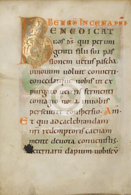 Decorated Initial B; Benedictional, about 1030-1040. Creator: Unknown.
