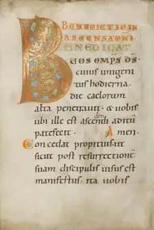 Decorated Initial B; Benedictional, about 1030-1040. Creator: Unknown