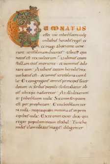 Decorated Initial C; Gospel Lectionary, late 10th century. Creator: Unknown