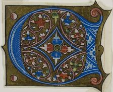 Decorated Initial "D" with Leaves and Two Balls from a Choir Book, 15th century. Creator: Unknown