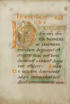 Decorated Initial D; Benedictional, about 1030-1040. Creator: Unknown