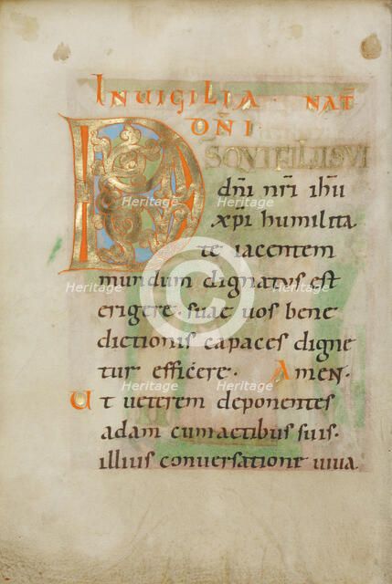 Decorated Initial D; Benedictional, about 1030-1040. Creator: Unknown.