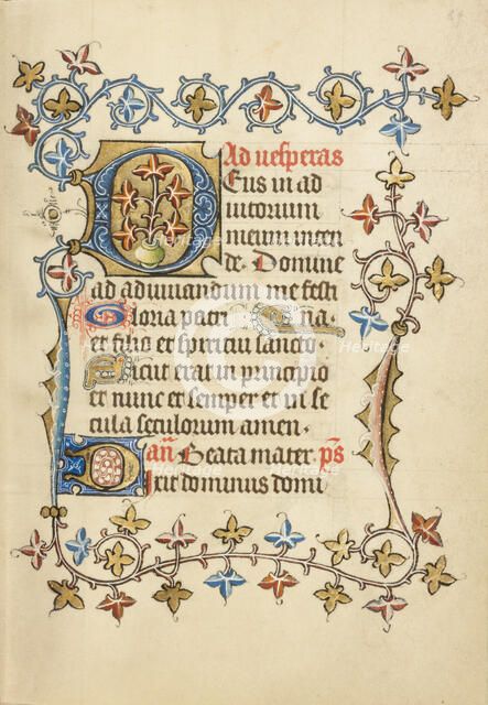 Decorated Initial D; Book of Hours, about 1405-1410. Creator: Unknown.