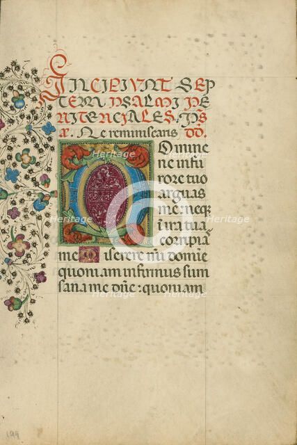 Decorated Initial D; Book of Hours, about 1460. Creator: Unknown.