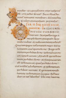 Decorated Initial D; Gospel Lectionary, late 10th century. Creator: Unknown