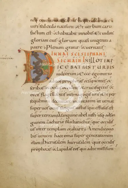 Decorated Initial D; Gospel Lectionary, late 10th century. Creator: Unknown.