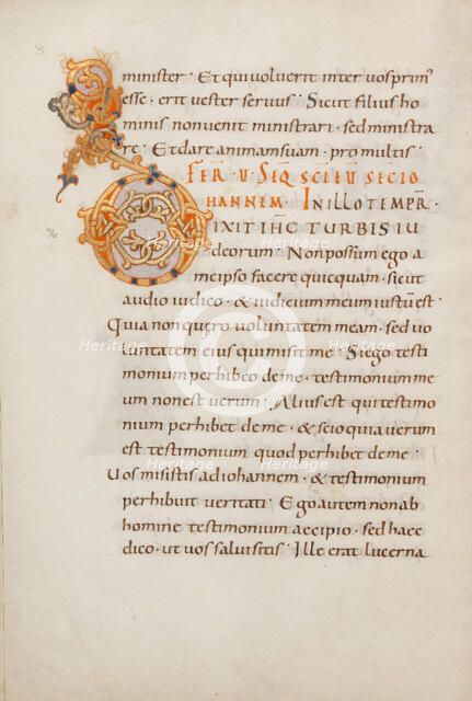 Decorated Initial D; Gospel Lectionary, late 10th century. Creator: Unknown.