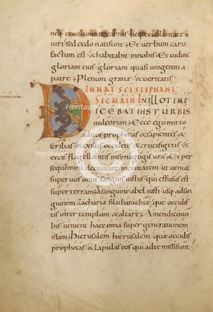 Decorated Initial D; Gospel Lectionary, late 10th century. Creator: Unknown.