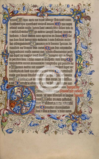 Decorated Initial D; Psalter, 1420-1430. Creator: Unknown.