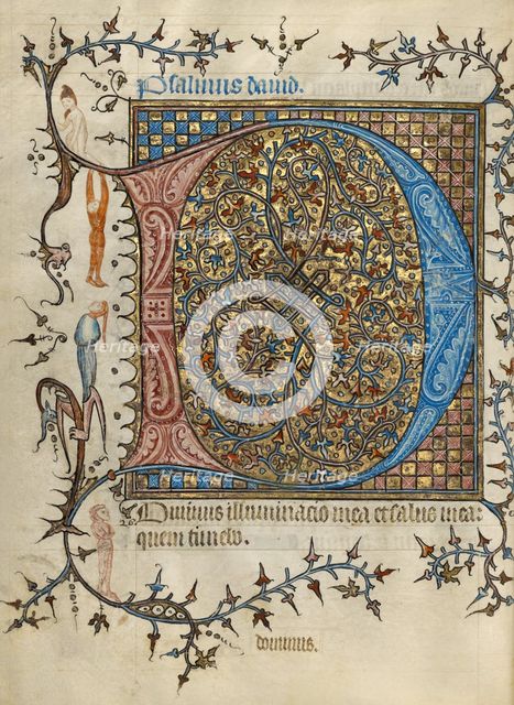 Decorated Initial D; Psalter; Ornamented Initial D, about 1390. Creator: Unknown.
