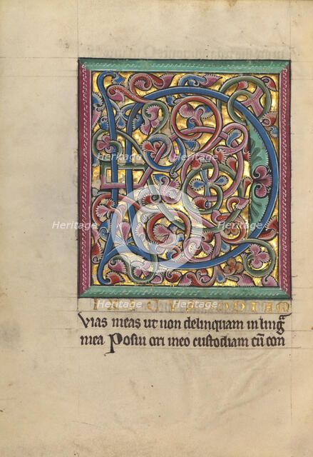 Decorated Initial D; Psalter, about 1240-1250. Creator: Unknown.