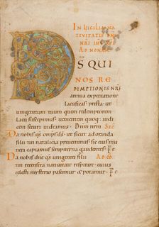Decorated Initial D; Sacramentary, about 1025-1050. Creator: Unknown