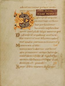 Decorated Initial D; Sacramentary, first quarter of 11th century. Creator: Unknown