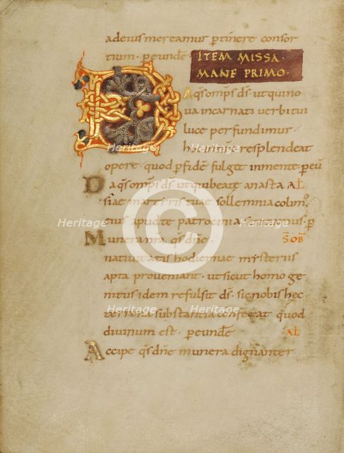 Decorated Initial D; Sacramentary, first quarter of 11th century. Creator: Unknown.