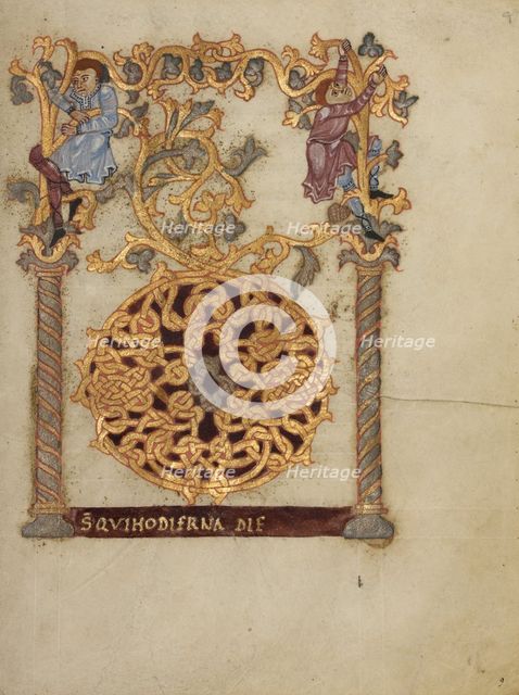 Decorated Initial D; Sacramentary, first quarter of 11th century. Creator: Unknown.