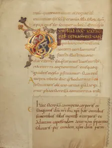 Decorated Initial D; Sacramentary, first quarter of 11th century. Creator: Unknown
