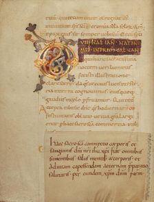 Decorated Initial D; Sacramentary, first quarter of 11th century. Creator: Unknown