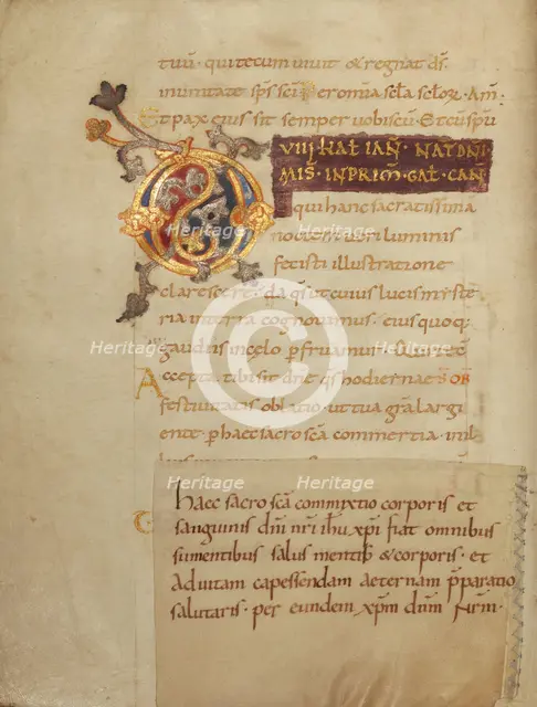 Decorated Initial D; Sacramentary, first quarter of 11th century. Creator: Unknown.