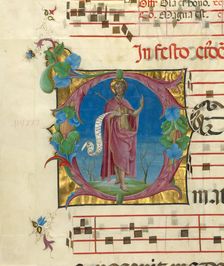 Decorated initial D: Saint John the Baptist, about 1470-1480. Creator: Cosmè Tura