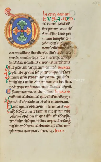 Decorated Initial D; Stammheim Missal, probably 1170s. Creator: Unknown.