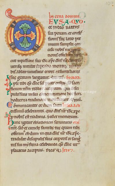 Decorated Initial D; Stammheim Missal, probably 1170s. Creator: Unknown.