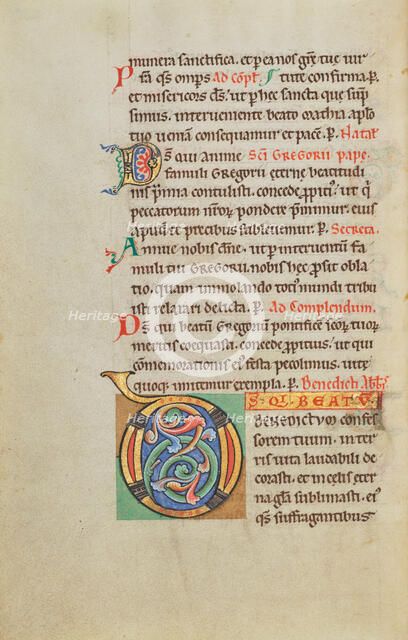 Decorated Initial D; Stammheim Missal, probably 1170s. Creator: Unknown.