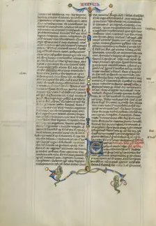 Decorated Initial E; Abbey Bible, about 1250-1262. Creator: Unknown