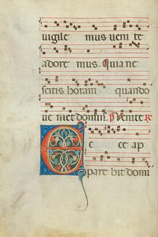 Decorated Initial E; Antiphonal, late 13th century. Creator: Unknown