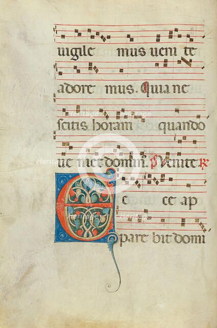 Decorated Initial E; Antiphonal, late 13th century. Creator: Unknown.