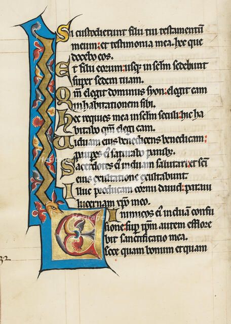 Decorated Initial E; Psalter, third quarter of 13th century. Creator: Unknown.