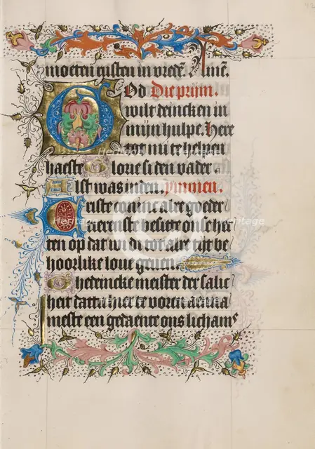 Decorated Initial G; Book of Hours, Use of Utrecht, about 1460. Creator: Master of Evert Zoudenbalch.